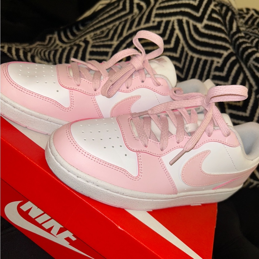 Nike Pastel Pink and White Low-Top Sneakers